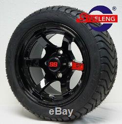GOLF CART 12 BLACK'GT' WHEELS / RIMS and 215/40-12 LOW PROFILE TIRES (4)