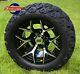 Golf Cart 12 Machined/black Rally Aluminum Wheels And 20 At Tires (set Of 4)