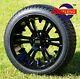 Golf Cart 14 Black Vampire Wheels And 205/30-14 Dot Low Profile Tires (4)