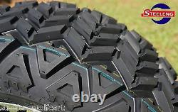 GOLF CART 14x7 BLACK VOODOO WHEELS and 23x10-14 DOT ALL TERRAIN TIRES (4)