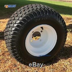 GOLF CART 8 WHITE STEEL WHEELS and 18x8.5-8 TURF TIRES (SET OF 4)