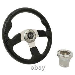 GTW 13.5 Black Rally Golf Cart Steering Wheel Chrome Hub Adapter Club Car