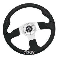 GTW 13.5 Black Rally Golf Cart Steering Wheel Chrome Hub Adapter Club Car