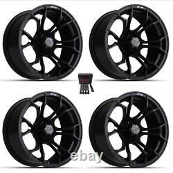 GTW Spyder 15 Golf Cart Wheels/Rims Matte Black (3+4) E-Z-GO & Club Car