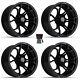 Gtw Spyder 15 Golf Cart Wheels/rims Matte Black (3+4) E-z-go & Club Car