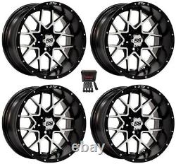 GTW Vortex 2 12 Golf Cart Wheels/Rims Black/Machined E-Z-GO & Club Car