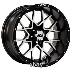 GTW Vortex 2 12 Golf Cart Wheels/Rims Black/Machined E-Z-GO & Club Car