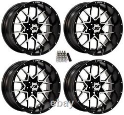 GTW Vortex 2 14 Golf Cart Wheels/Rims Black/Machined E-Z-GO & Club Car