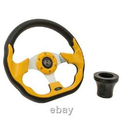 GTW Yellow Steering Wheel with Black Adapter for Club Car Precedent Golf Carts
