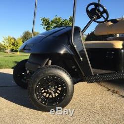 Golf Cart 10 Hd3 Gloss Black Wheels & 205/50-10 Dot Street Tires (set Of 4)
