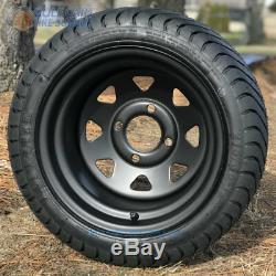 Golf Cart 12 Black Steel Wheels & 215/35-12 Dot Low Profile Tires (set Of 4)