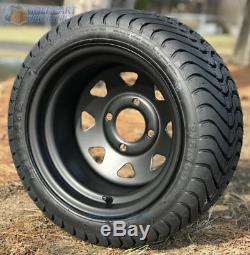 Golf Cart 12 Black Steel Wheels & 215/35-12 Dot Low Profile Tires (set Of 4)