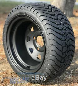 Golf Cart 12 Black Steel Wheels & 215/35-12 Dot Low Profile Tires (set Of 4)