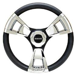 Golf Cart 13 Steering Wheel Black and Chrome Club Car DS 1984+ Includes Adapter