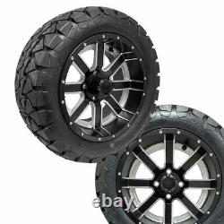 Golf Cart 14 Ambush Black/Machine Wheels on 22 Timber Wolf A. T. Tires ProFormX