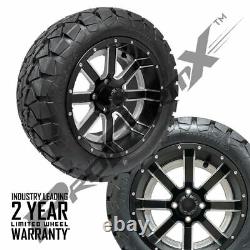 Golf Cart 14 Ambush Black/Machine Wheels on 22 Timber Wolf A. T. Tires ProFormX