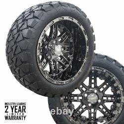 Golf Cart 14 Prizm Shadow Black Chrome Wheels on 22 Timber Wolf A. T. Tires