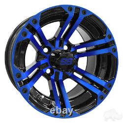 Golf Cart (4) 12'' Wheels Black & Blue Wheel Rim Yamaha Ezgo Club Car