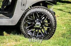 Golf Cart Black wheels and Tires 12 Inch 215/35-12 DOT Tire EZGO Club Car YAMAHA