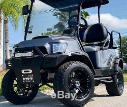 Golf Cart Club Car Black / Gray Electric Vehicle 4 Passenger Custom Lifted Build