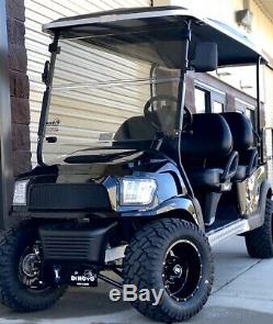 Golf Cart Club Car Black Lifted Custom Limo Electric Vehicle 6 Passenger