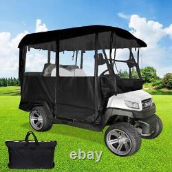 Golf Cart Cover 4 Passenger Driving Enclosure Black Fits EZ GO Club Car Yamaha