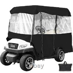 Golf Cart Cover 4 Passenger Driving Enclosure Black Fits EZ GO Club Car Yamaha