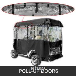 Golf Cart Cover 4 Passenger Driving Enclosure Black Fits EZ GO Club Car Yamaha