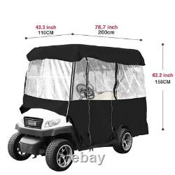 Golf Cart Cover 4 Passenger Driving Enclosure Black Fits EZ GO Club Car Yamaha