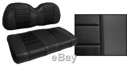 Golf Cart Custom Front Seat Covers BLACK with BLACK ACCENTS Club Car EZGO Yamaha