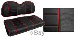 Golf Cart Custom Front Seat Covers BLACK with RED ACCENTS Club Car EZGO Yamaha