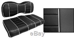 Golf Cart Custom Front Seat Covers BLACK with WHITE ACCENTS Club Car EZGO Yamaha