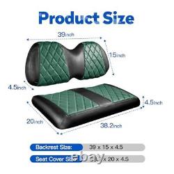 Golf Cart Diamond Seat Covers Kit, Fit for Club Car Dark Green and Black