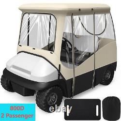 Golf Cart Enclosure for Club Car Precedent 2 Passenger 800D Black Driving Cover