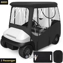 Golf Cart Enclosure for Club Car Precedent 2 Passenger 800D Black Driving Cover