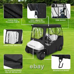 Golf Cart Enclosure for Club Car Precedent 2 Passenger 800D Black Driving Cover