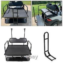 Golf Cart Flip Rear Back Seat Kit With Grab Bar Black For Club Car Precedent Tempo