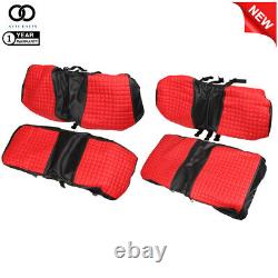 Golf Cart Padded Front + Rear Seat Cover Red Black For Club Car Precedent 04+