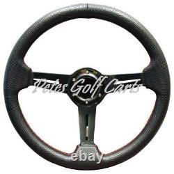 Golf Cart Steering Wheel 14 Black withRed Stitching Club Car Ezgo Yamaha