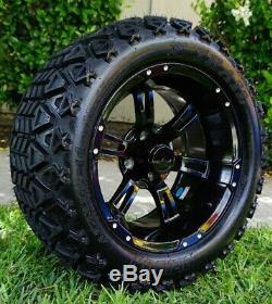 Golf Cart Tires and Wheels 14 Gloss Black All Terrain 23x10-14 Tires DOT