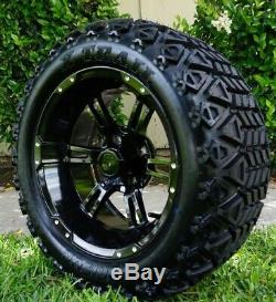 Golf Cart Tires and Wheels 14 Gloss Black All Terrain 23x10-14 Tires DOT