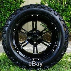 Golf Cart Tires and Wheels 14 Gloss Black All Terrain 23x10-14 Tires DOT