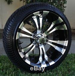 Golf Cart Tires and Wheels 14 Vampire Black Machine on 205/30-14 Low profile
