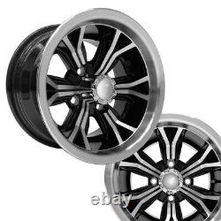 Golf Cart Wheels 12 Phenom Machine/Black on Mamba Street Tires Set of 4