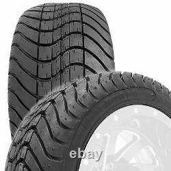 Golf Cart Wheels 12 Phenom Machine/Black on Mamba Street Tires Set of 4