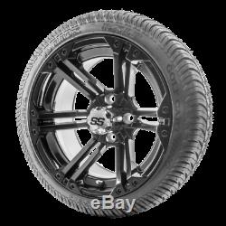 Golf Cart Wheels and Tires 14 RHOX SS RX354 Black with Low Pro Tires Set of 4