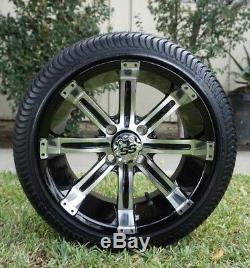 Golf Cart Wheels and Tires 215/35-12 Low Profile 12 Tempest Black with Machine