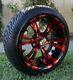 Golf Cart Wheels And Tires 215/35-12 Low Profile Dot On 12 Black Over Red Face