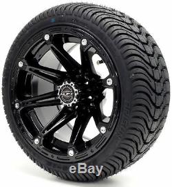 Golf Cart Wheels and Tires Combo 12 Madjax Element Black Set of 4