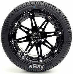 Golf Cart Wheels and Tires Combo 12 Madjax Element Black Set of 4